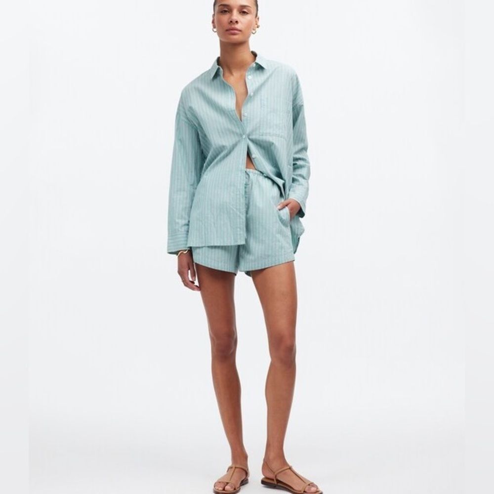 Madewell Poplin Cotton Shorts - Dusty Verdigris- small